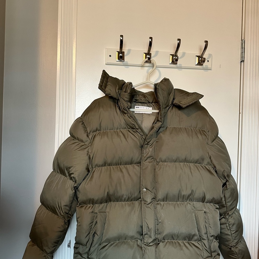 ASOS Men's Olive Puffer Jacket